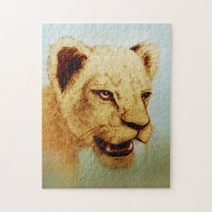 Colourful Realistic Drawing, Wild Lion, Animal Art Jigsaw Puzzle