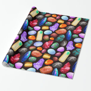 Colourful Realistic Rock and Crystal Pattern Wrapping Paper