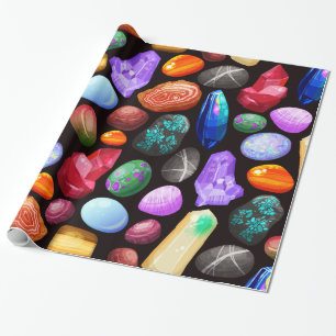 Colourful Realistic Rock and Crystal Pattern Wrapping Paper