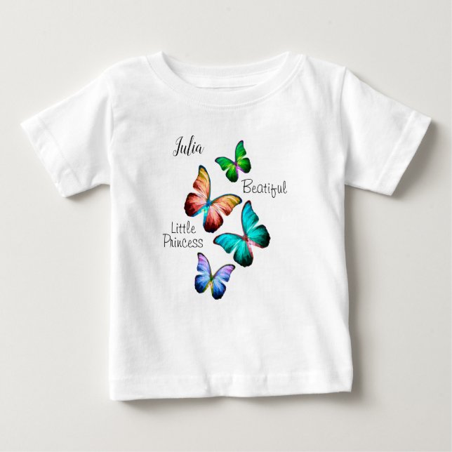 Colourful Realm of Morpho Blue Rainbow Butterflies Baby T-Shirt (Front)