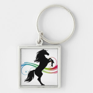Colourful Rearing Horse Key Ring