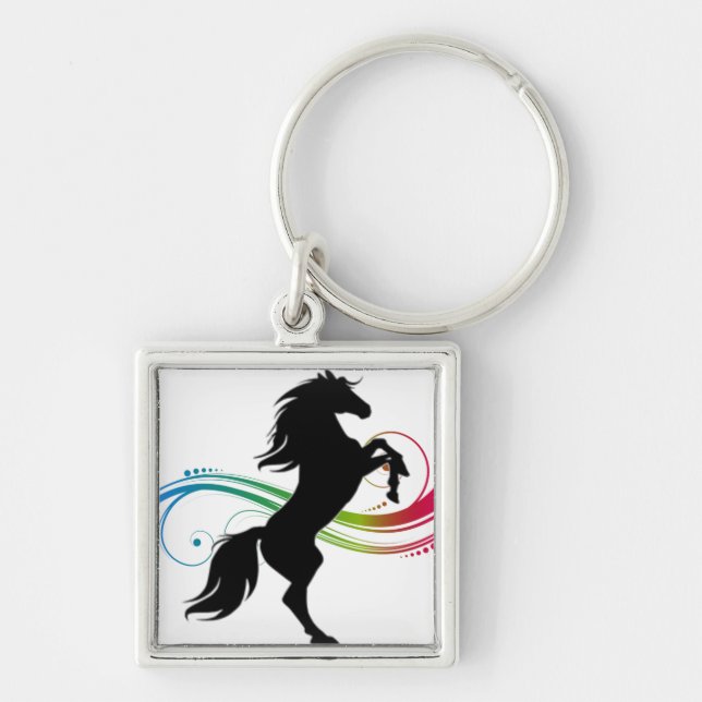 Colourful Rearing Horse Key Ring (Front)