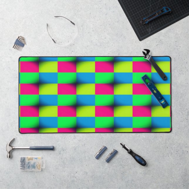 Colourful rectangle gradient blocks desk mat (Workstation)