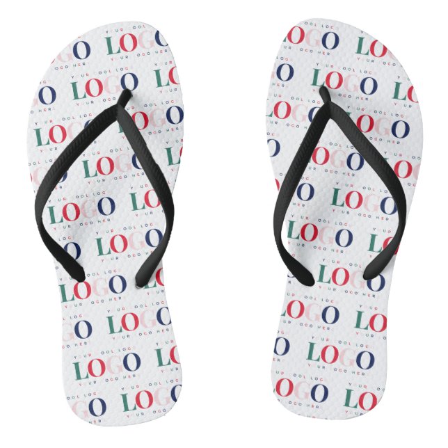 Colourful Rectangle Logo Pattern Repeating Busines Thongs (Footbed)