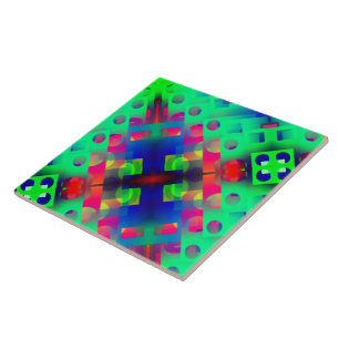 Colourful rectangle with hole, sunken in the centr ceramic tile