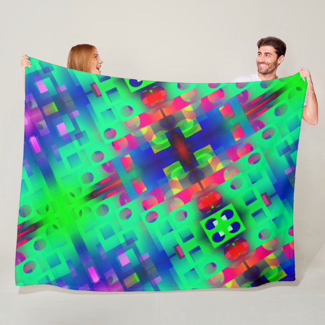 Colourful rectangle with hole, sunken in the centr fleece blanket (In Situ)