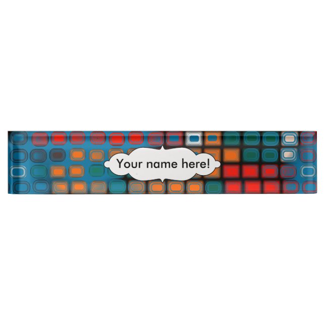 Colourful rectangles pattern nameplate (Front)