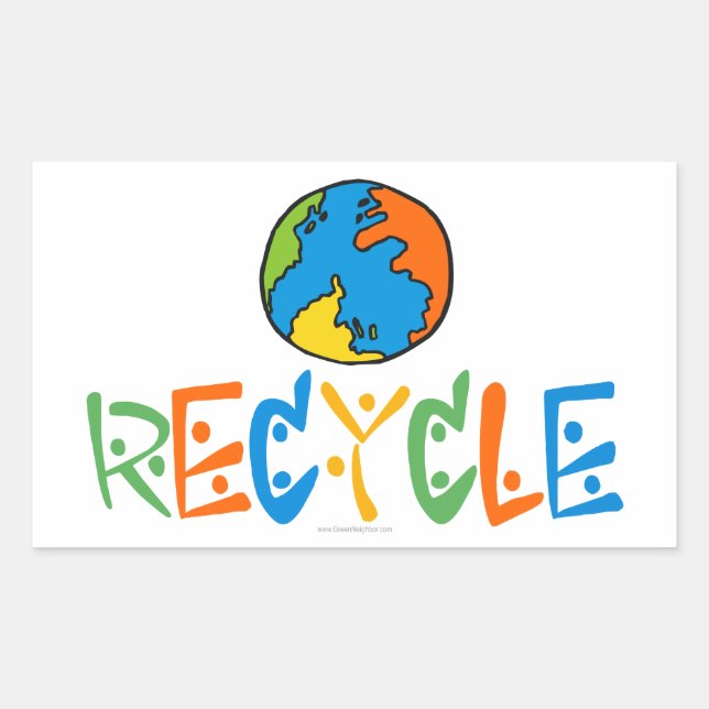 Colourful Recycle Rectangular Sticker (Front)