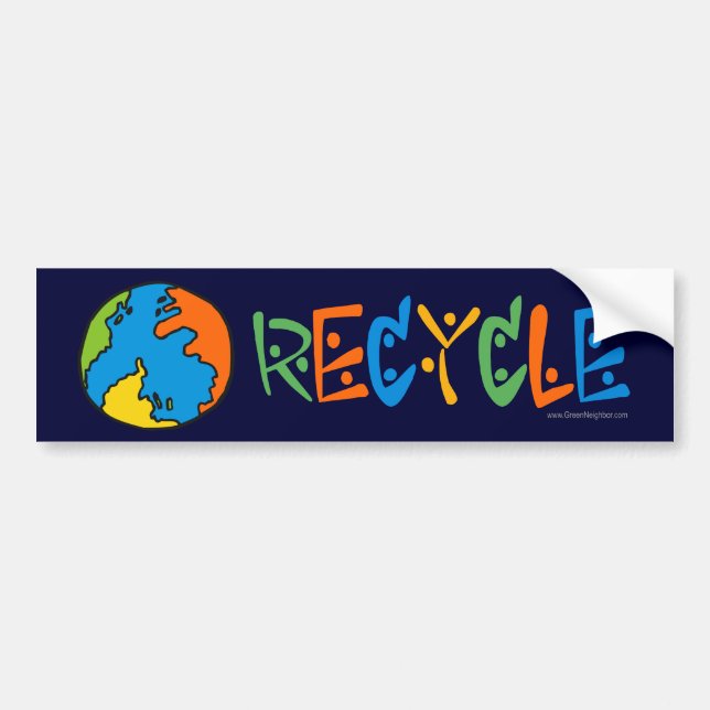 Colourful Recycling Bumper Sticker (Front)