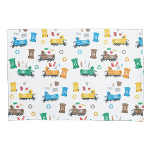 Colourful Recycling Garbage Trucks & Bins  Pillowcase