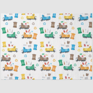 Colourful Recycling Garbage Trucks & Bins Tissue Paper