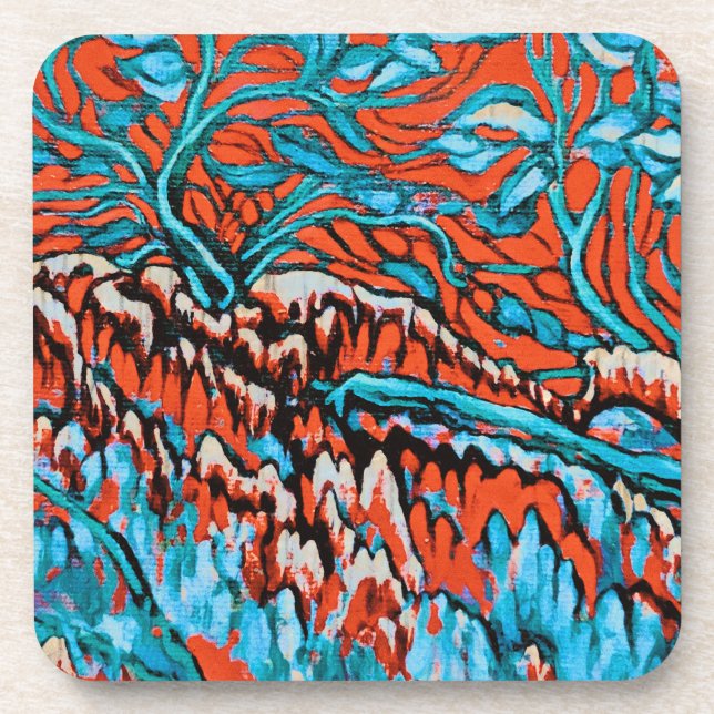 Colourful Red and Blue Magical Woodlands Coaster (Front)
