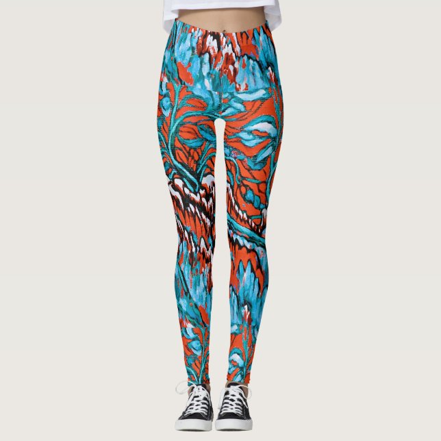 Colourful Red and Blue Magical Woodlands Leggings (Front)