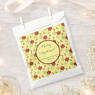 Colourful Red and Green Snowflakes Favour Bag