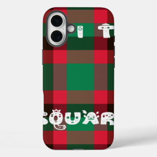 Colourful red and green tartan plaid design  iPhone 16 plus case