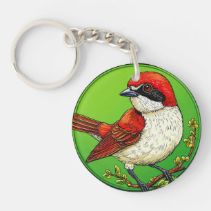Colourful Red backed shrike Bird Key Ring