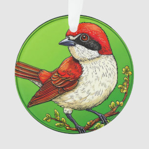 Colourful Red backed shrike Bird Ornament
