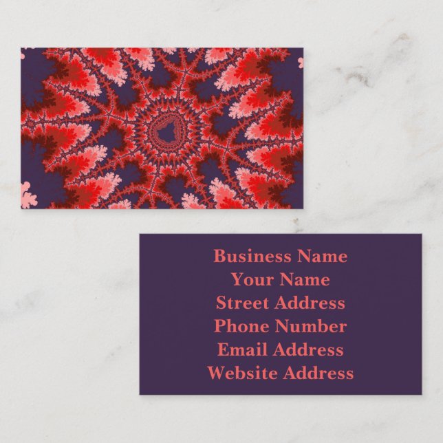Colourful Red, Blue and Pink Fractal Business Card (Front/Back)