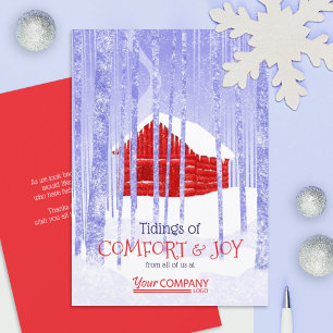 Colourful Red Blue Company Christmas Rustic Cabin Card