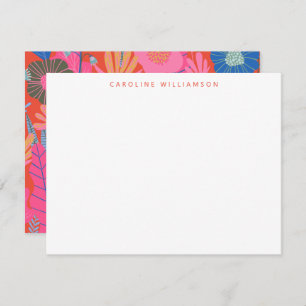 Colourful Red Boho Floral Personalised Stationery  Card