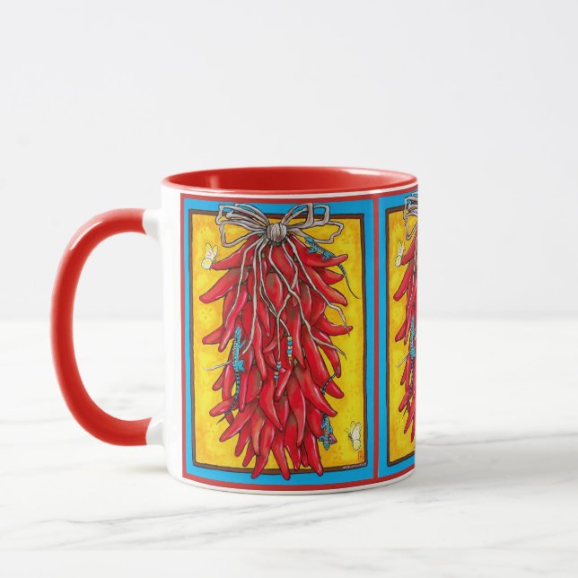 Colourful Red Chile Ristra Southwest Mug Lizard (Left)