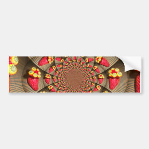 Colourful Red Delight: Strawberry Kaleidoscope Art Bumper Sticker