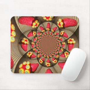 Colourful Red Delight: Strawberry Kaleidoscope Art Mouse Pad