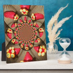 Colourful Red Delight: Strawberry Kaleidoscope Art Plaque
