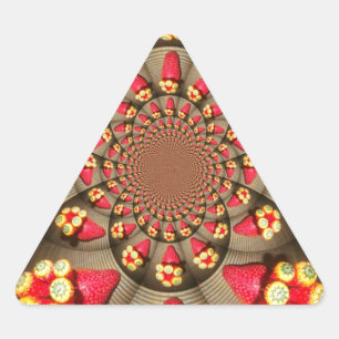 Colourful Red Delight: Strawberry Kaleidoscope Art Triangle Sticker
