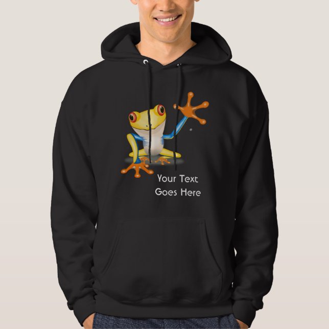 Colourful Red Eyed Tree Frog w/ Your Custom Text Hoodie (Front)
