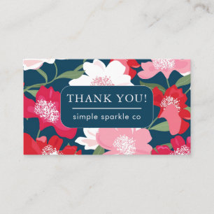 Colourful Red Floral Business Thank You Qr Code Business Card