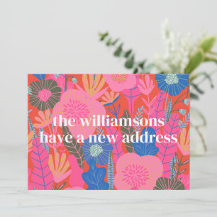 Colourful Red Floral Moved New Home Address Moving Announcement