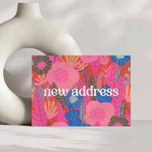 Colourful Red Floral We Moved New Home Moving  Announcement