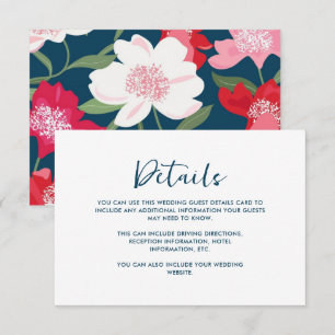 Colourful Red Floral Wedding Guest Detail Blue
