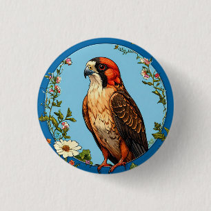 Colourful Red-footed falcon Bird 3 Cm Round Badge
