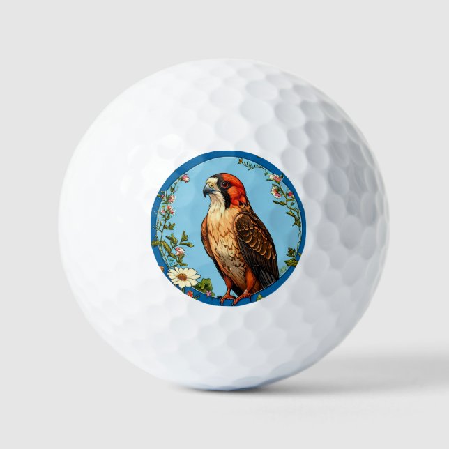 Colourful Red-footed falcon Bird Golf Balls (Front)