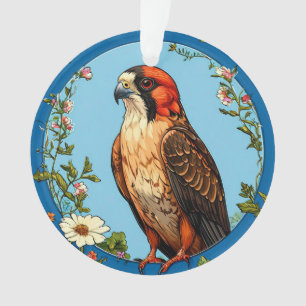 Colourful Red-footed falcon Bird Ornament