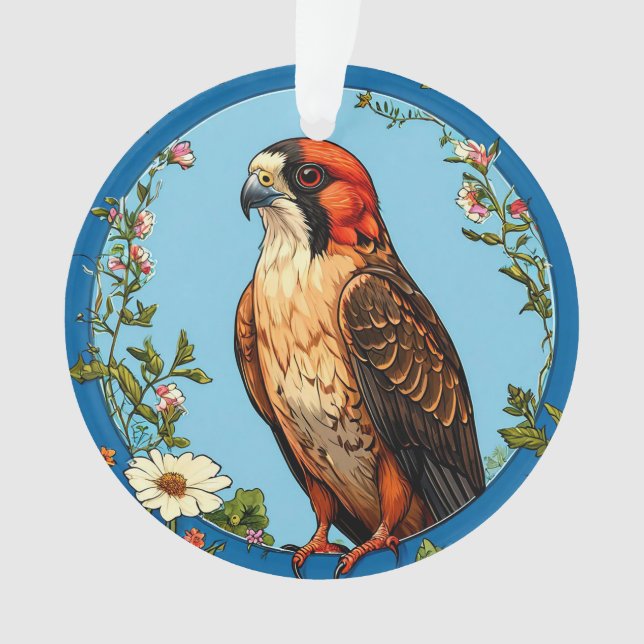 Colourful Red-footed falcon Bird Ornament (Front)