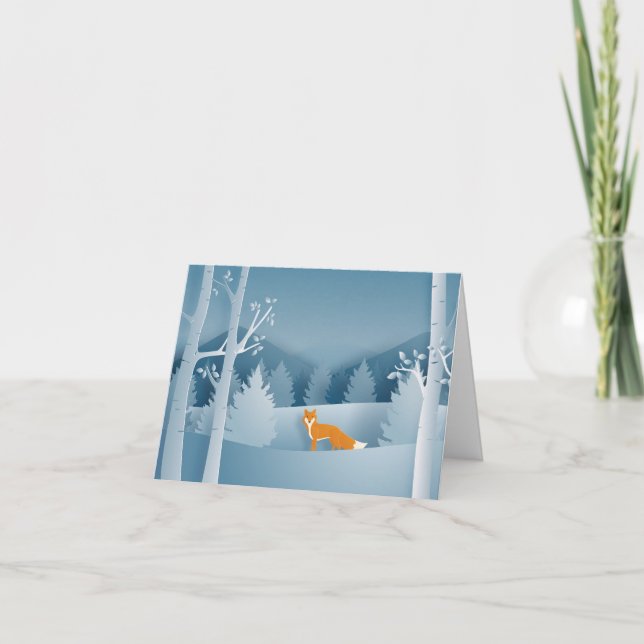 Colourful Red Fox in Winter Note Card (Front)