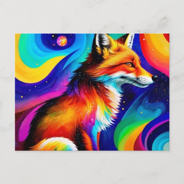 Colourful Red Fox Postcard (Front)