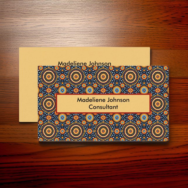 Colourful Red Gold Blue Tribal Circles Geometric Business Card (Creator Uploaded)