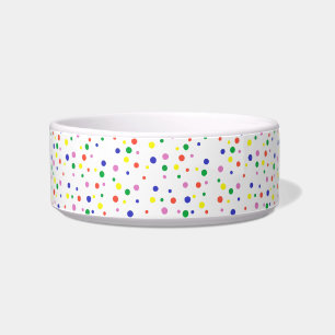 Colourful Red Green Blue Yellow Polka Dots Pet Bow Bowl