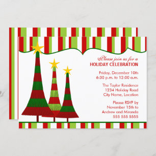 Colourful Red Green Christmas Party Invitation