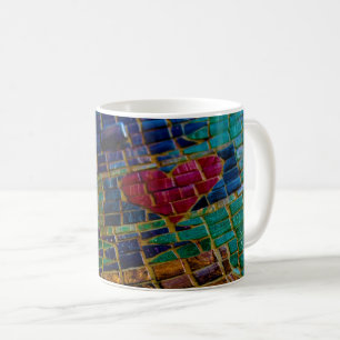 Colourful Red Heart Mosaic Coffee Mug