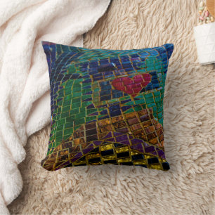Colourful Red Heart Mosaic Cushion