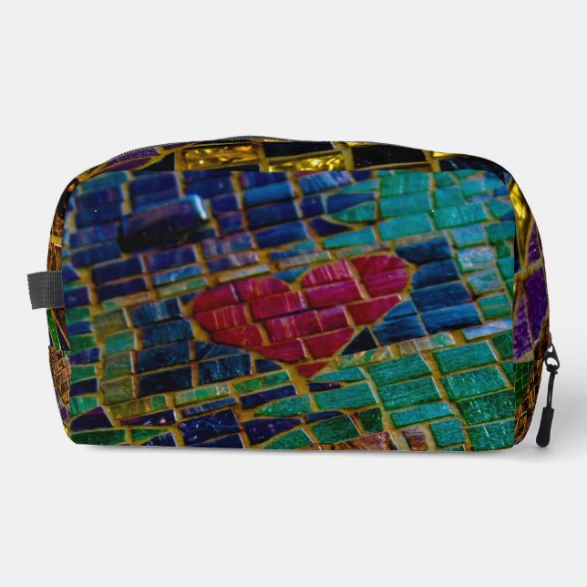 Colourful Red Heart Mosaic Dopp Kit (Front)