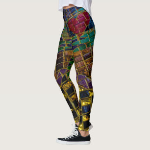 Colourful Red Heart Mosaic Leggings