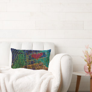 Colourful Red Heart Mosaic Lumbar Cushion