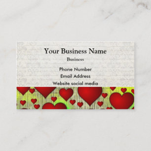 Colourful red heart pattern business card