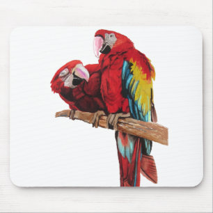 Colourful Red Macaw Watercolor Painting Design Mouse Pad